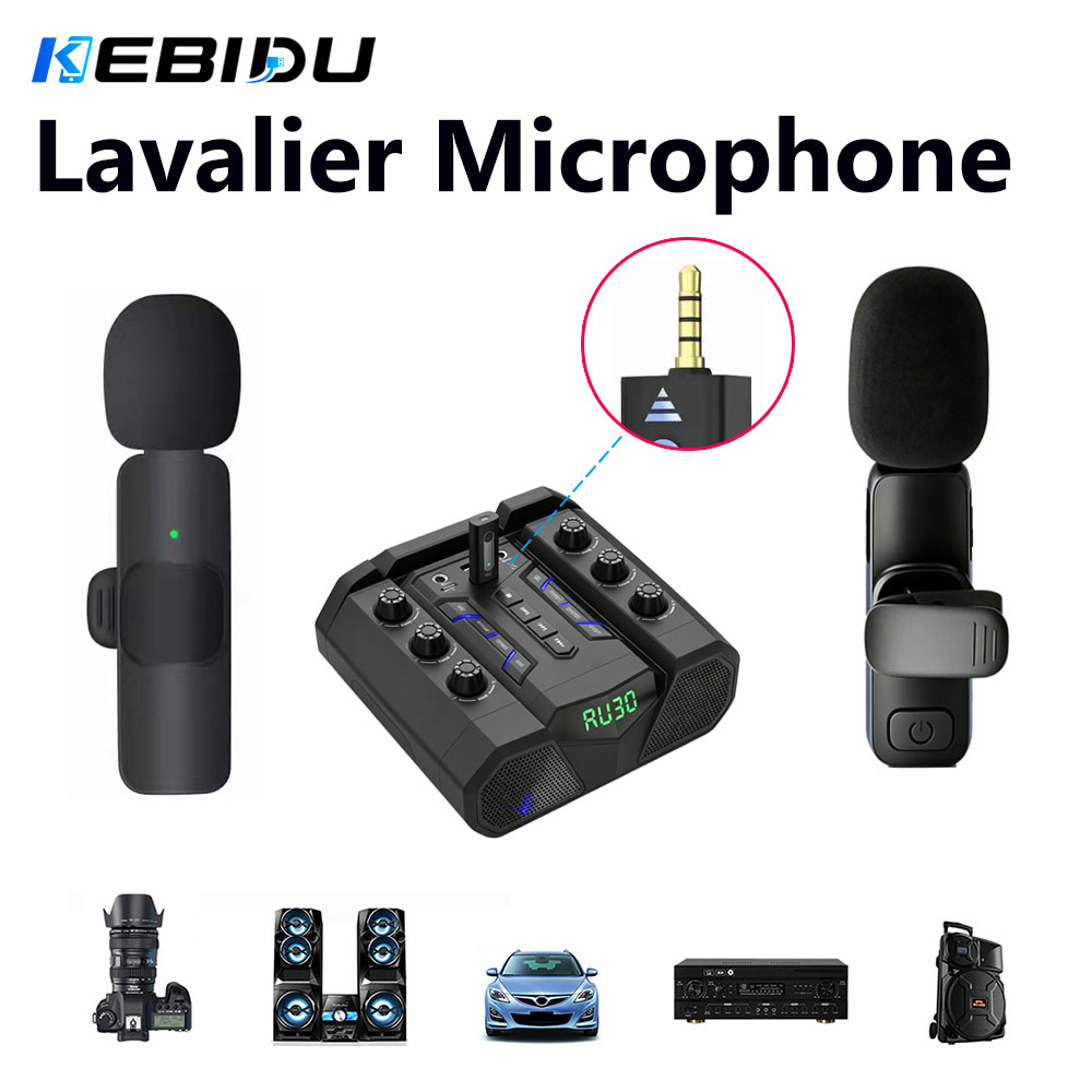 Streaming Mic Condenser - ميكروفون لافالير لاسلكي من KEBIDU بحجم