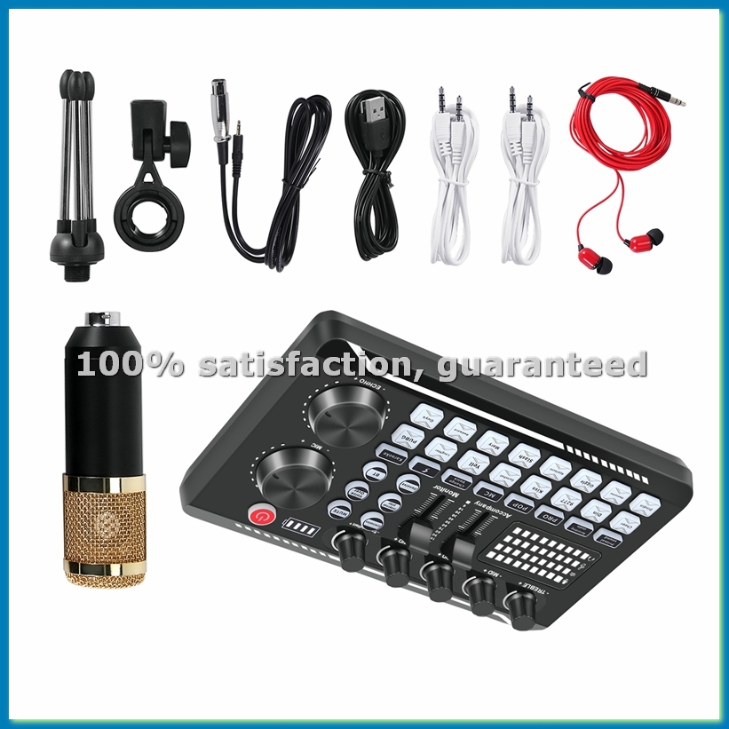 Streaming Mic Condenser - طقم بطاقة صوت F998، طقم ميكروفون