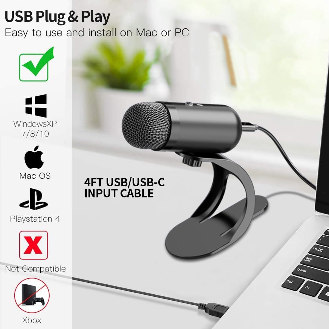 Streaming Mic Condenser - ميكروفون USB احترافي، ميكروفون مكثف للمؤتمرات،