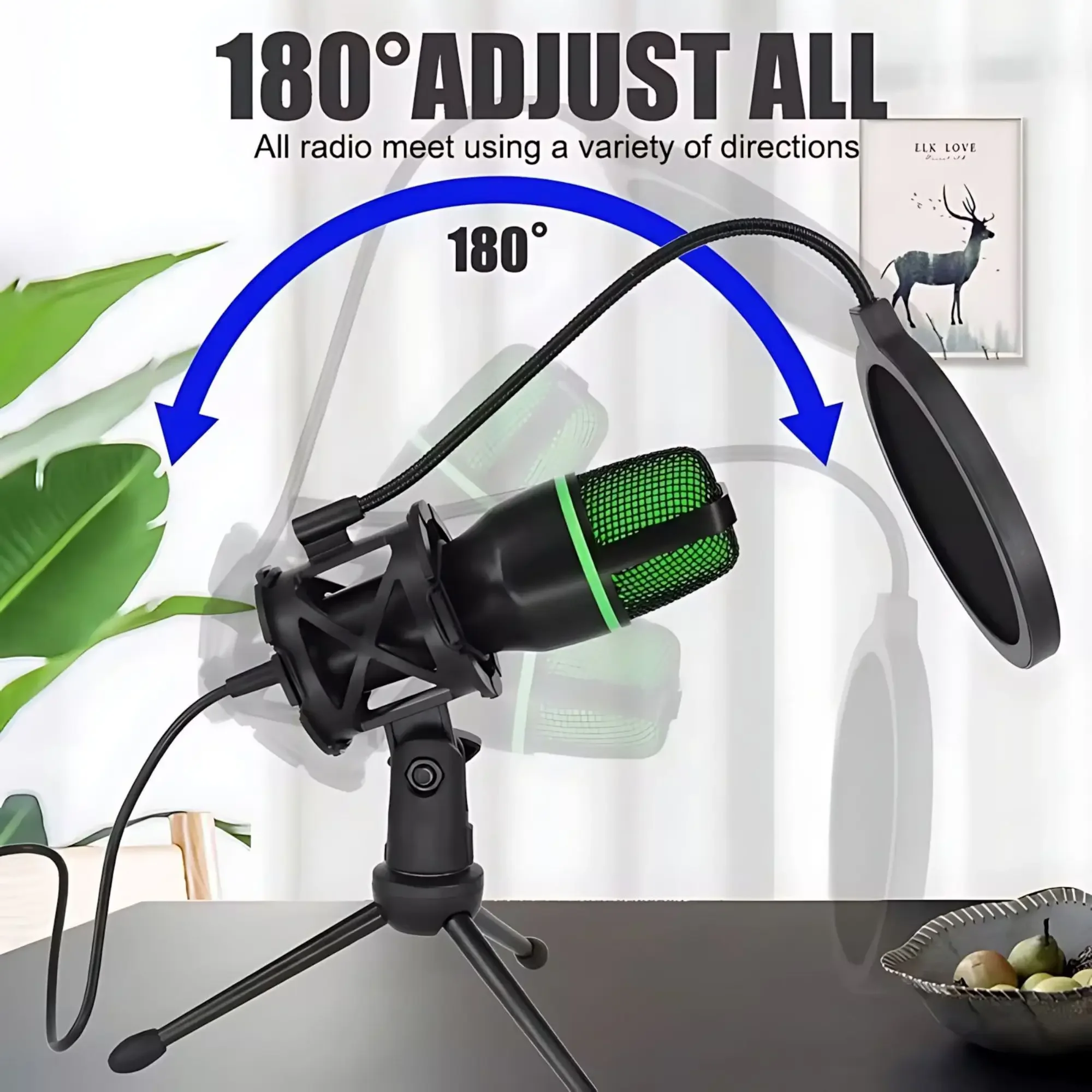 طقم ميكروفون إضاءة RGB مع حامل - مراجعة Streaming Mic Condenser وسعره