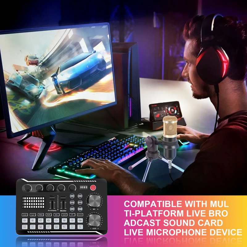 طقم بطاقة صوت F998، طقم ميكروف - مراجعة Streaming Mic Condenser وسعره