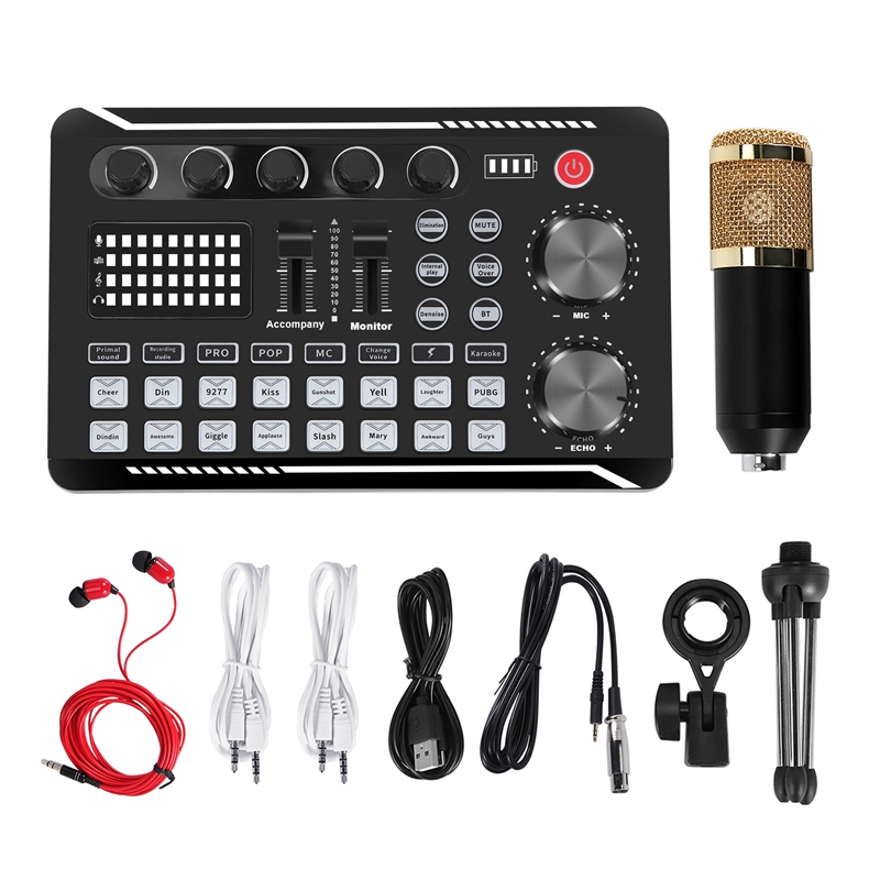 طقم بطاقة صوت F998، طقم ميكروف - مراجعة Streaming Mic Condenser وسعره