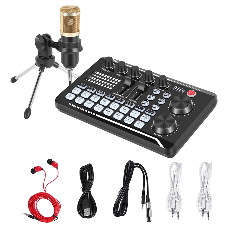 طقم بطاقة صوت F998، طقم ميكروف - مراجعة Streaming Mic Condenser وسعره